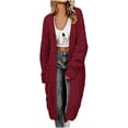 thumbnail image 1 of Oksale Long Cable Knit Cardigan for Women Plus Size Slouchy Long Sleeve Oversized Sweater Cardigans Duster Fall Open Front Winter Coats 2026 Wine 2XL, 1 of 10