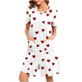 thumbnail image 1 of Oksale Love Hearts Print Night Gown for Women with Pockets Short Sleeve Pajama Dress Trendy Full Zip Mini Loungewear Soft Cozy Sleep Shirts White L, 1 of 6