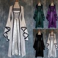 thumbnail image 1 of Oksale Medieval Dress for Women Elegant Retro Flare Long Sleeve Eyelet Plus Size Renaissance Lace Up Square Neck Maxi Evening Gown White L, 1 of 7