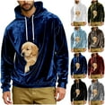 thumbnail image 1 of Oksale Men Pet Carrier Pouch Hoodie Soft Velvet Sweatshirts Loose Long Sleeve Winter Solid Color Going Out Pullover with Kangaroo Pocket Gray S, 1 of 6