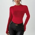 thumbnail image 1 of Oksale Mesh Long Sleeve Tops for Women Sparkly Sequin Sexy Fashion Clothing Ruffle Crewneck Shirts for Going Out Red M, 1 of 8