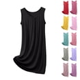 thumbnail image 1 of Oksale Mid Length Nightgown for Women Trendy Pleated Front Sleep Shirt Sleeveless Night Gown Soft Loose Fit Pajama Dress Solid Color Sleepwear Black XXXL, 1 of 7