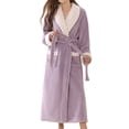 thumbnail image 1 of Oksale Midi Flannel Bathrobes for Women with Pockets Ultra Soft Plus Fleece Robes with Belt Cozy Long Sleeve Nightgowns Warm Heavyweight Housecoats Purple M, 1 of 4