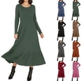 thumbnail image 1 of Oksale Midi Sweater Dress for Women Fall A Line Dresses Cozy Long Sleeve Knit Dress Casual Crewneck Business Dresses 2025 Army Green M, 1 of 9