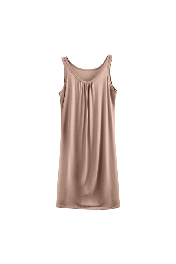 Modal Night Gown for Women Plus Size Sleep Shirt Sleeveless Pajama Dress Lightweight Soft Loungewear 2025 Solid Color Nightgowns Khaki XL