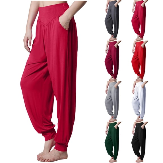 Oksale Modal Pajama Pants Women with Pockets Plus Size Pj Pants Harem Sleep Pants Solid Color Sleep Pants Soft Cozy Lounge Bottoms Pajamas Hot Pink XL