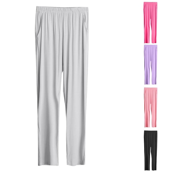 Oksale Modal Pajama Pants for Women Soft Comfy Pj Pants with Pockets Thin Lightweight Long Sleepwear Loose Fit Solid Color Lounge Pants Gray L