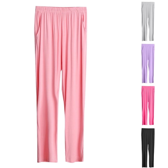 Oksale Modal Pajama Pants for Women Soft Comfy Pj Pants with Pockets Thin Lightweight Long Sleepwear Loose Fit Solid Color Lounge Pants Pink XXL