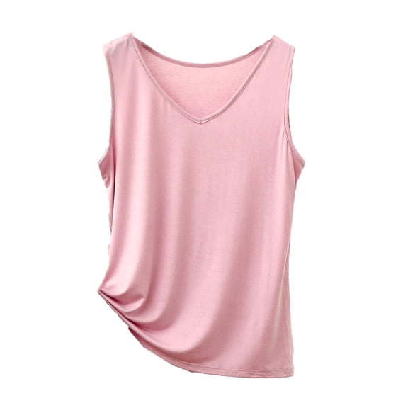 Oksale Modal Tank Tops for Women Casual Soft Crewneck Sleeveless Summer Top Comfortable Plus Size Pajamas for Home 2026 Pink 2XL