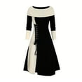 thumbnail image 1 of Oksale Off the Shoulder Cotton Dress for Women Trendy Color Block Midi Dresses Lace Up Dress Flowy A Line Fall Dresses for Wedding Party 2025 Black S, 1 of 4