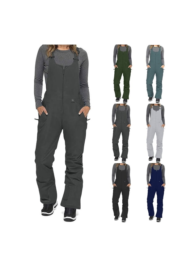 One Piece Snow Pants Womens Plus Size Waterproof Windproof Bib Overalls Stretch Warm Winter Insulated Ski Pants with Pockets Navy 3XL