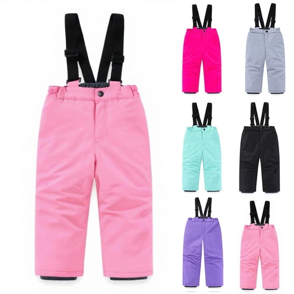 Oksale Onesie Ski Suit for Kid Waterproof Windbreak Bib Pants Warm Winter Thermal Snowsuits Active Outdoor for 2-13 Year Black 3-4Years