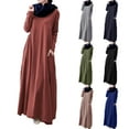 thumbnail image 1 of Oksale Oversized Dresses for Women with Pockets Loose Fit Full Length Dress Cozy Long Sleeve Fall Dresses Casual Crewneck Basic Dress Khaki M, 1 of 9
