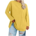 thumbnail image 1 of Oksale Oversized T Shirts for Women Plus Size Loose Fit Long Sleeve Basic Tees Lightweight Casual Round Neck Fall Clothes Yellow 2XL, 1 of 6