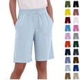 thumbnail image 1 of Oksale Plus Size Bermuda Shorts for Women Stretch Drawstring Wide Leg Pants with Pockets Casual Comfortable Linen Cotton Running Shorts 2026 Light Blue XXL, 1 of 5