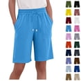 thumbnail image 1 of Oksale Plus Size Bermuda Shorts for Women Stretch Drawstring Wide Leg Pants with Pockets Casual Comfortable Linen Cotton Running Shorts 2026 Sky Blue M, 1 of 5