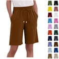 thumbnail image 1 of Oksale Plus Size Bermuda Shorts for Women Stretch Drawstring Wide Leg Pants with Pockets Casual Comfortable Linen Cotton Running Shorts 2026 Coffee S, 1 of 5