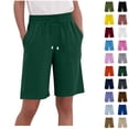 thumbnail image 1 of Oksale Plus Size Bermuda Shorts for Women Stretch Drawstring Wide Leg Pants with Pockets Casual Comfortable Linen Cotton Running Shorts 2026 Green M, 1 of 5