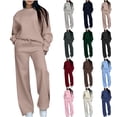 thumbnail image 1 of Oksale Casual Sweatsuits for Women Baggy Long Sleeve Sweatshirts Set 2 Piece Drawstring Sweatpants with Pockets Sets Going Out Outfits Khaki XL, 1 of 8