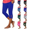 thumbnail image 1 of Oksale Plus Size Capri Leggings for Women with Pockets Stretch High Waisted Tummy Control Cutout Yoga Pants Slim Soft Comfy Summer Trousers 2026 Blue L, 1 of 7