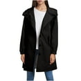 thumbnail image 1 of Oksale Plus Size Cotton Trench Coat for Women Trendy Button Down Midi Hooded Jackets Active Outdoor Belted Overcoat with Pockets Black XXL, 1 of 6
