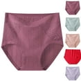 thumbnail image 1 of Oksale Plus Size Cotton Underwear Women Sexy Lace Panties High Waisted Breathable Panty Briefs Soft Cozy Solid Color Underpants Purple 6XL, 1 of 10