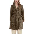 thumbnail image 1 of Oksale Plus Size Flannel Robes for Women with Pockets Cute Graphic Bathrobe Soft Long Sleeve Belt Robe Cozy Mini Pajama Dress for Home 2025 Brown XL, 1 of 6