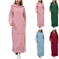 thumbnail image 1 of Oksale Plus Size Hoodies for Women Long Sleeve Sweatshirt Dress with Pockets Trendy Split Side Maxi Dresses Casual Cozy Outfits Pink M, 1 of 9