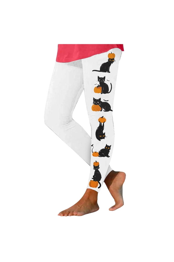 Plus Size Leggings for Women Cute Pumpkin Graphic Yoga Pants Halloween Leggings Tummy Control Slim Fit Yoga Leggings Soft Comfy Athletic Tights Multicolor S