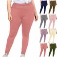 thumbnail image 1 of Oksale Plus Size Leggings for Women Tummy Control Elastic Waisted Yoga Pants Thin Lightweight Stretchy Jeggings Solid Color Trousers Hot Pink 2XL, 1 of 7