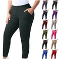 thumbnail image 1 of Oksale Plus Size Leggings for Women with Pockets Stretchy Waisted Opaque Jeggings Slim Cozy Tummy Control Gym Tights Dark Gray L, 1 of 8