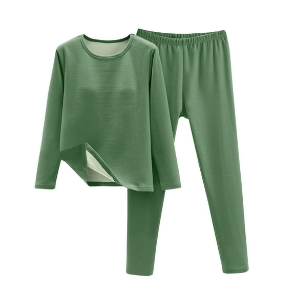 Oksale Plus Size Lined Fleece Sweatsuirts Set Women 2 PC Fall Round Neck Sweatshirts Soft Cozy Long Sweatpants Warm Winter Outfits Green XXL