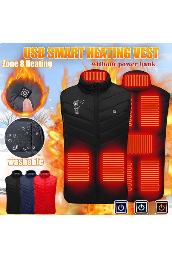 Plus Size Men's Ski Heated Vest Mid Layer Sleeveless Jackets 3 Heating Level Warm Winter Vests for Skiing Snowboarding Navy XL