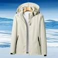 thumbnail image 1 of Oksale Plus Size Rain Jackets for Women Casual Zip Up Raincoats with Pockets Loose Long Sleeve Jackets Solid Color Windbreaker Outdoor Layer Rain Coats 2025 Tops Beige M, 1 of 5