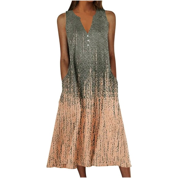 Oksale Plus Size Womens Floral Nightgowns Soft Mid Length Sleep Shirt Casual V Neck Night Gowns Sleeveless Sleep Dress Soft Elastic Loungewear Multicolor XXXXL