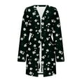 thumbnail image 1 of Oksale Plus Size Womens Floral Printing Robes with Belt Soft Long Sleeve Bath Robe Fall Mini Nightgown Casual Pajama Robe for Home 2025 Black L, 1 of 6