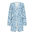thumbnail image 1 of Oksale Plus Size Womens Floral Printing Robes with Belt Soft Long Sleeve Bath Robe Fall Mini Nightgown Casual Pajama Robe for Home 2025 Sky Blue XXXL, 1 of 6