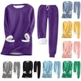 thumbnail image 1 of Oksale Plus Size Womens Sweatsuits Set 2 PC Fuzzy Fleece Lined Pullover Sweatshirts with Pockets Soft Warm Sweatpants Active Loungewear Purple XL, 1 of 4