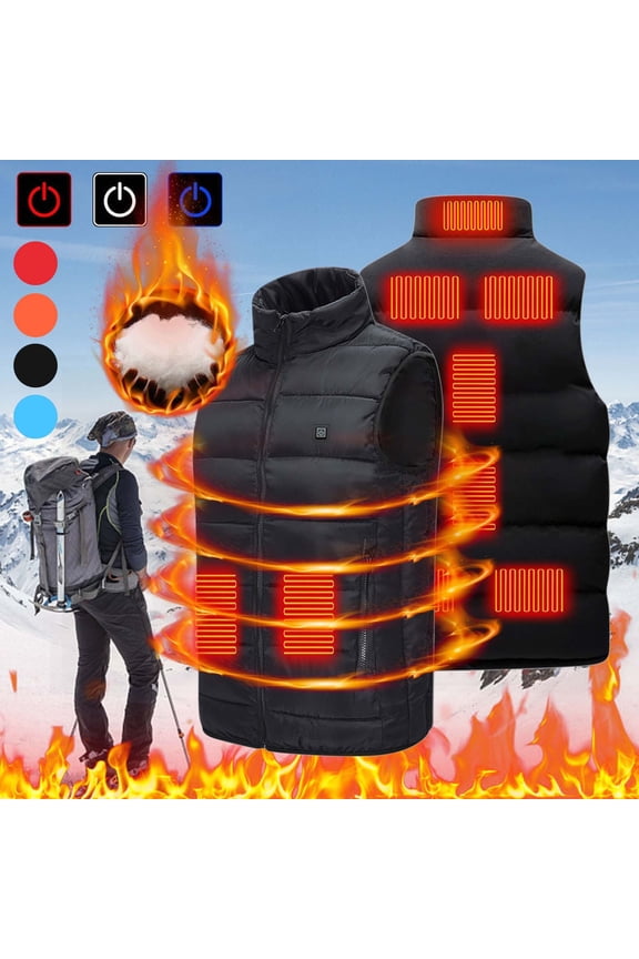 Puffer Classic Heating Women with Heated Collar Smart Warming Winter Unisex Vests for Active Outdoor Skiing Red M