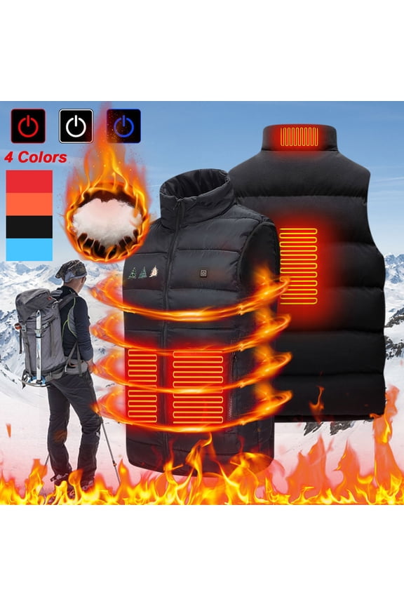 Puffer Heating Vest for Women Waterproof Smart Warming Unisex Jackets without Battery for Snowboarding Skiing Orange S