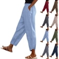 thumbnail image 1 of Oksale Pull On Pants for Women Plus Size Casual Petal Hem Ankle Pants with Pockets Loose Fit Elastic Waisted Straight Leg Trousers Navy S, 1 of 10