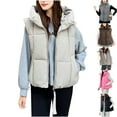 thumbnail image 1 of Oksale Quilted Puffer Vest for Women Casual Full Zip Outerwear with Hood Sleeveless Jackets with Pockets Soft Cozy Winter Overcoats Gray M, 1 of 7