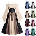 thumbnail image 1 of Oksale Renaissance Dress for Women Vintage Cold Shoulder Lace Up Maxi Medieval Dresses Halloween Flowy Bell Sleeve Oktoberfest Outfits Gothic Dress Purple L, 1 of 8
