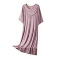 thumbnail image 1 of Oksale Ruffle Trim Night Gown for Women Cotton Sleep Shirt Full Length Nightgown Casual Crewneck Nightdress Short Sleeve Pajama Dress Loose Fit Lightweight Loungewear Purple XXL, 1 of 3