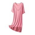 thumbnail image 1 of Oksale Ruffle Trim Night Gown for Women Cotton Sleep Shirt Full Length Nightgown Casual Crewneck Nightdress Short Sleeve Pajama Dress Loose Fit Lightweight Loungewear Red XL, 1 of 3