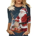 thumbnail image 1 of Oksale Santa Claus Printing Blouses for Women Plus Size Christmas Shirts Loose 3/4 Length Sleeve Tops Casual Round Neck Top Lightweight Soft Clothing Multicolor S, 1 of 7