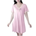thumbnail image 1 of Oksale Satin Night Gown for Women Cooling Silk Sleep Dress Trendy Lace V Neck Sleep Shirt Short Sleeve Nightshirt Soft Comfortable Loungewear 2025 Orange M, 1 of 4