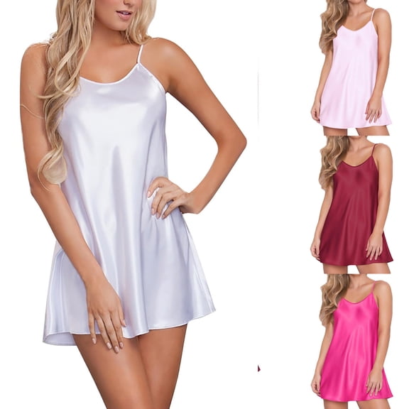 Oksale Satin Silk Chemise Nightgown for Women Plus Size Strapless Modal Sleep Dress Sexy V Deep Neck Mini Sleepwear Soft Cozy Sleeveless Slip Pajama Dress White XXL
