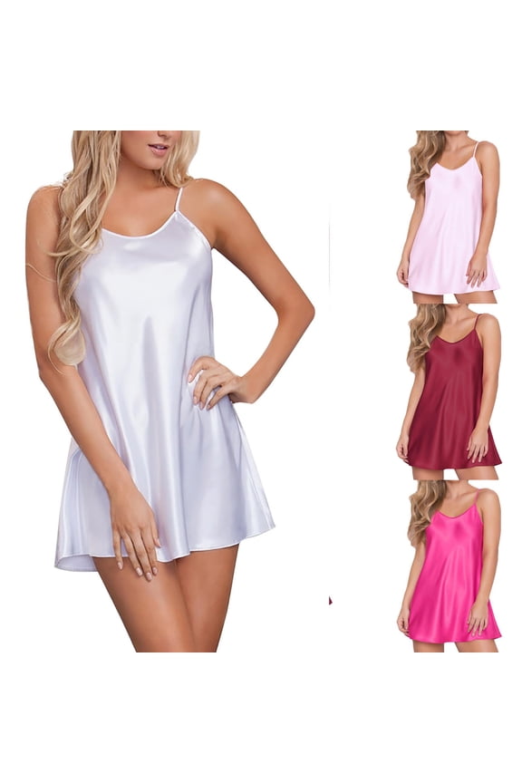 Satin Silk Chemise Nightgown for Women Plus Size Strapless Modal Sleep Dress Sexy V Deep Neck Mini Sleepwear Soft Cozy Sleeveless Slip Pajama Dress White XXXL
