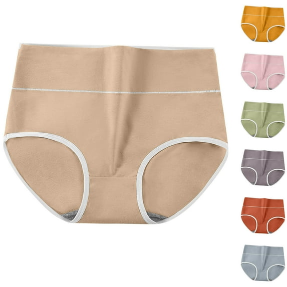 Oksale Seamless Underwear for Women High Waisted Tummy Control Briefs Panties Soft Cozy Breathable Sexy Stretch Panties Brown L